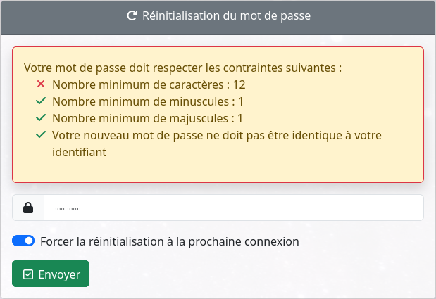 Service Desk 0.6 - Affichage de la politique des mots de passe